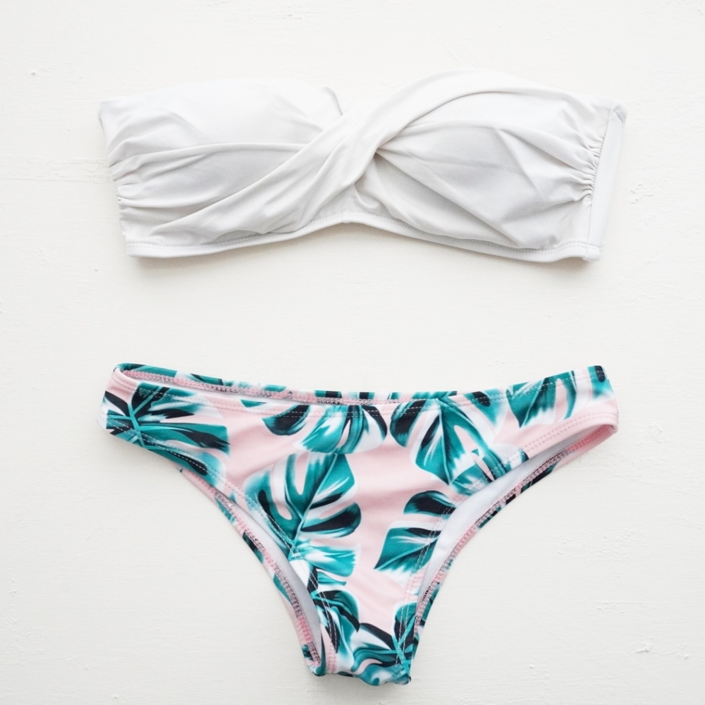 Tropical Pink Bikini Swimwear Set Summer